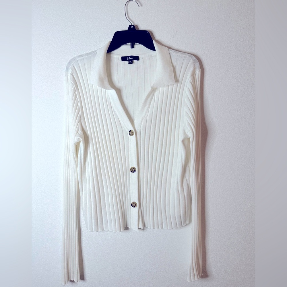 Ivory Ribbed Button-Up Sweater Top - Lulus